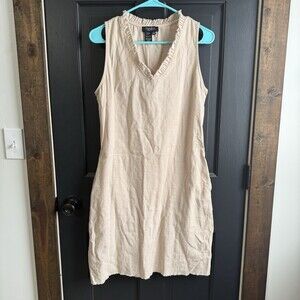 Papillon Preppy Resort Beige Shift Dress Size Large Minimalist Boho